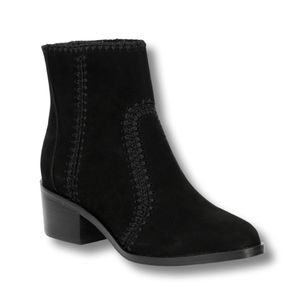 CHELSEA &  VIOLET the Lucy Nubuck Crochet-Detail Booties
